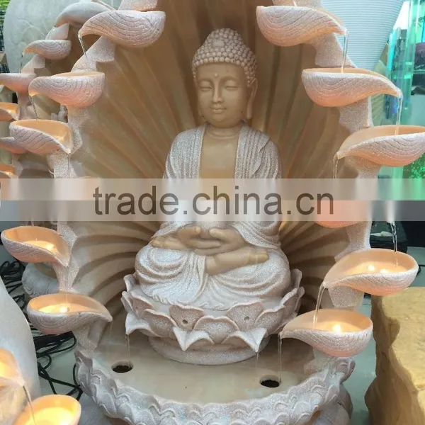 LED Lighting Resin Religion Buddha Water Fountain Decorations photo-5