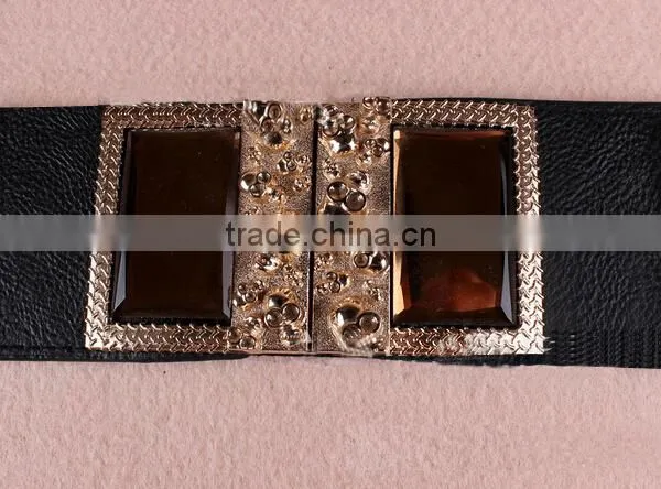 Wholesale Skull Pattern Decorated Alloy Buckle Elastic Sex Women Lady Waist Belt photo-2