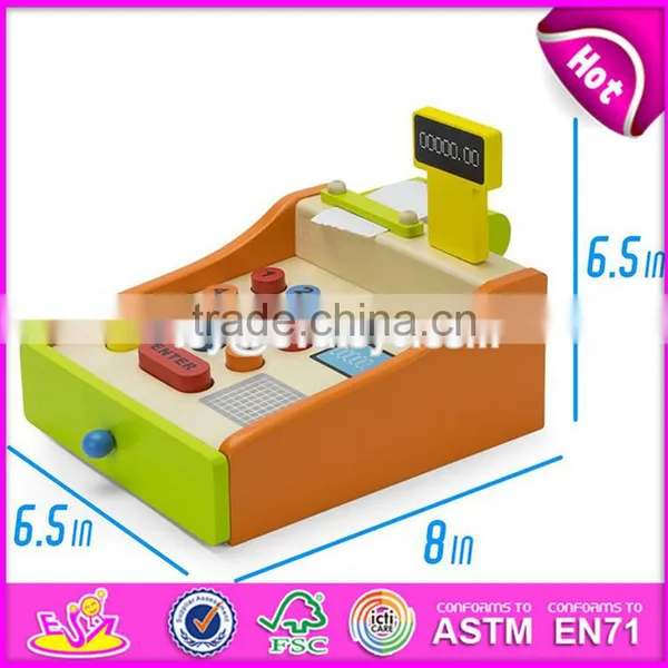 New Design Interactive Pretend Play Wooden Calculator Toy Cash Register for Children W10A063 photo-4