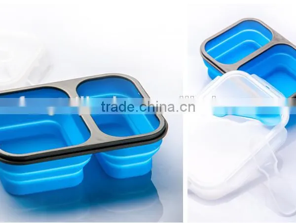 The Large Size Silicone Pack Away Lunch Box Folds Flat photo-4