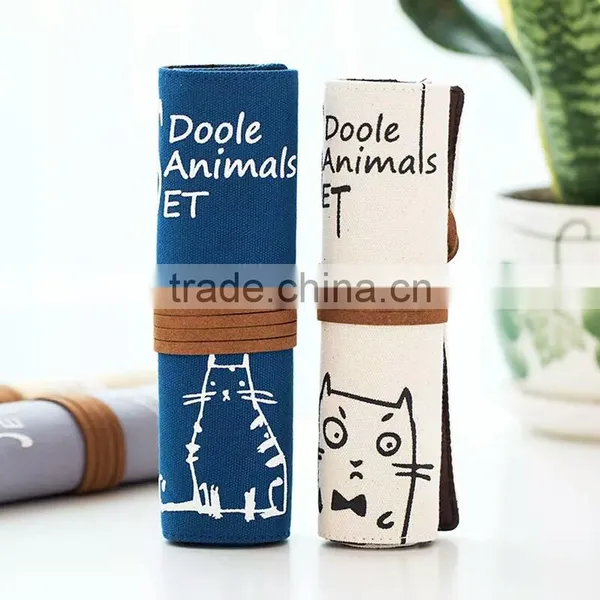 Large Capacity Canvas Multifunction Roll Pencil Case Pencil Bag Pouch for School for Student photo-3