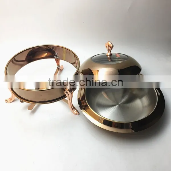 26cm Rose Gold Plated Stainless Steel Chafing Dish for Banquet Hot Sale Chafing Dish photo-3