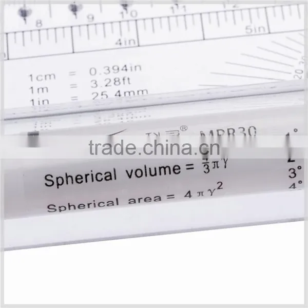 Kearing Transparent Plastic Parallel Rolling Ruler Measuring Tool Engineer Scale Ruler 30 cm & 12'' With Protractor Math#MPR30 photo-5