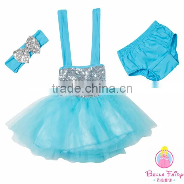Baby Girls Cotton Sequin Halter Dress Set Girls Party Wearing Dress photo-5