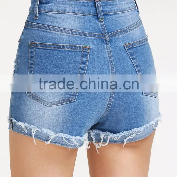 Bleach Wash Ripped Denim Shorts Skinny Stretch Zipper Fly Casual Rock Denim Pants Summer Women Shorts photo-4