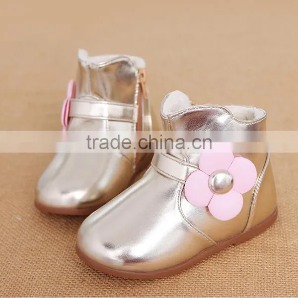 Zm40348b Children Cotton Warm Boots Flowers Design Winter Snow Shoes photo-2
