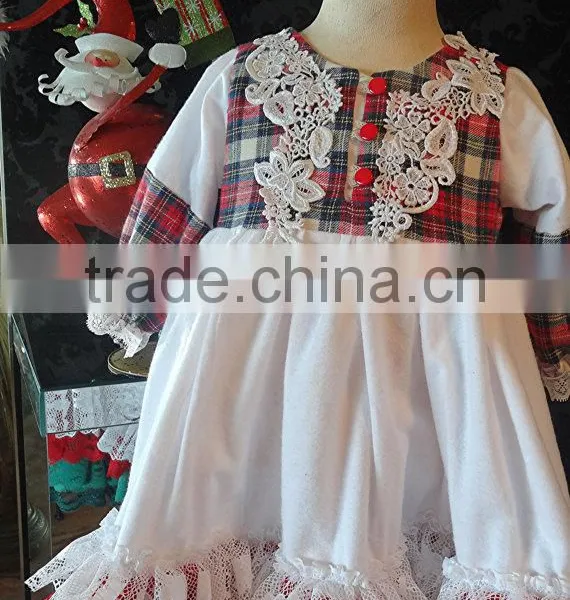 Girls Classic Long Sleeved Plaid Vintage Lace Embellished Nightgown Baby Christmas Sleepwear photo-5