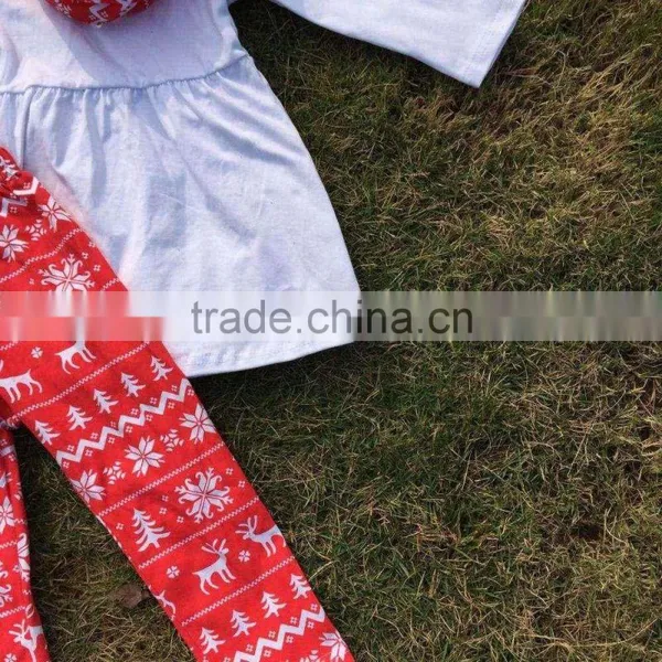 FALL OUTFITS Persnickety Girls 3 Pieces Scarf Sets Girls Christmas Reindeer Pants Sets Kids Reindeer Clothes Kids White Top Sets photo-3