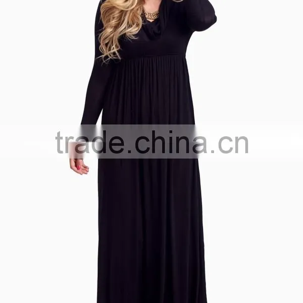 Wholesale Black Cowl Neck Long Sleeve Maternity Maxi Dresses for Ladies 2016 photo-5