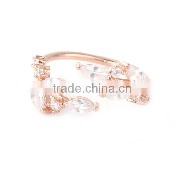 White Copper Open Rings Rose Gold Leaf photo-2