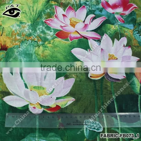 Chinese Style Fabric Lotus Printed Cotton Linen Fabric Fo Cloth Househoud photo-3