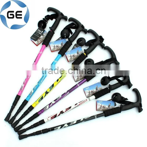 Anti Shock & Retractable Trekking Pole Locking Mechanisms Aluminum Collapsible Pole Hiking Stick