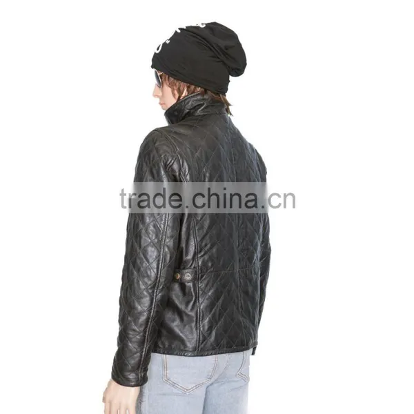 QUILTED MEN LEATHER JACKET MADE OF SHEEP LEATHER photo-5