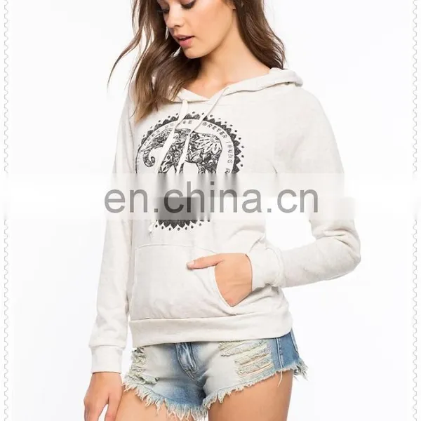 China Supplier Fashion White One Elephant Casual and Cozy Pullover Hooded Sweatshirt photo-6