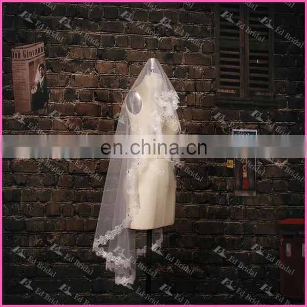 Wholesale New Collection White One Layer Lace Appliques Wedding Bridal Veil photo-2
