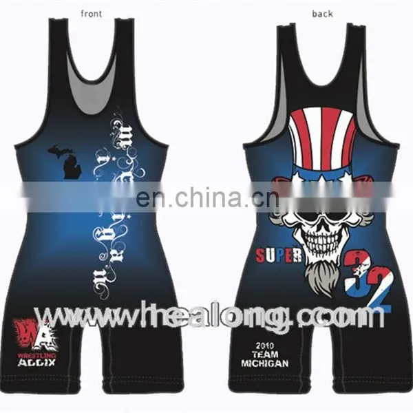 Healong Sport Full Dye Sublimation Chinese Wrestling Uniforms Cheap