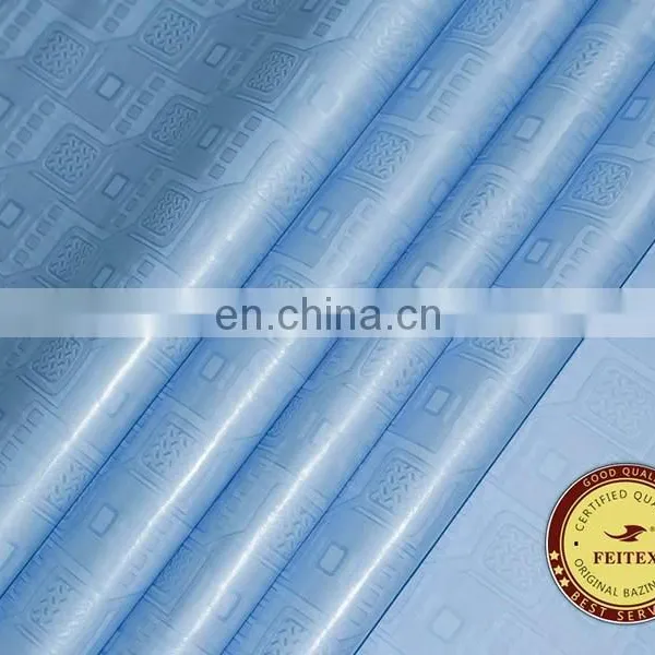 2017 Sky Blue Latest Design Guinea Brocade Styles Sewing Material For Women African Bazin Clothes Wholesale Fabric photo-2
