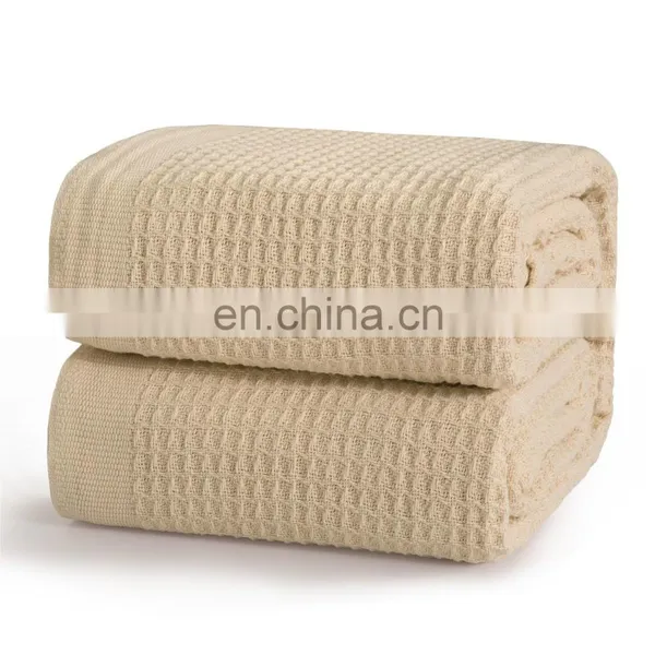 High Quality Cotton Material Fade Resistance Sand Wash Waffle Blanket photo-7