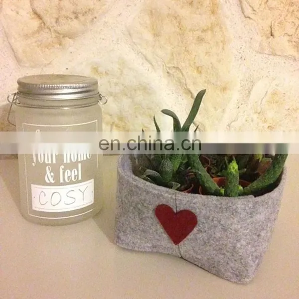 Soft Handmade Beige Felt Vase for Modern Home Decoration photo-3