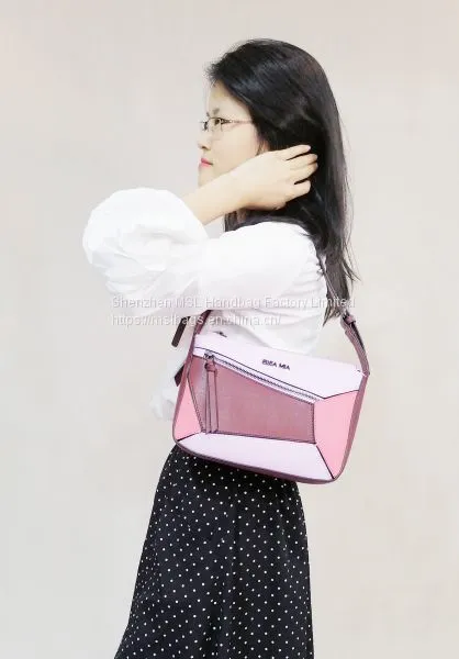 Two Straps Female Unique Contrast Front Hidden Compartment Over Shoulder Wholesale PU PVC Bag Handbags for Women photo-2