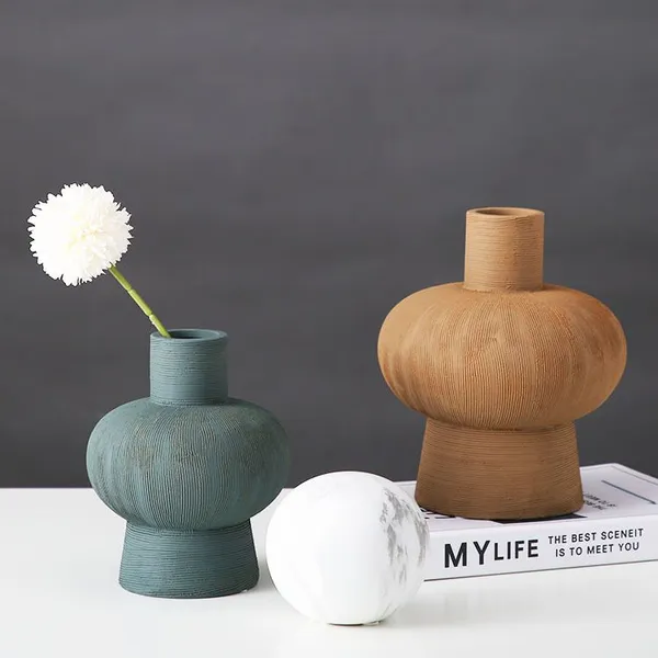 Manual Drawing Elegance Minimalism Home Furnishing Ceramic Vase For Living Room photo-3