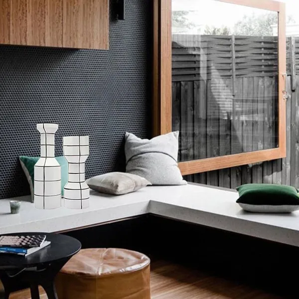 Nordic Modern Simple Creative Fashion White Black Stripe Ceramic Vase For Living Room Decor photo-5