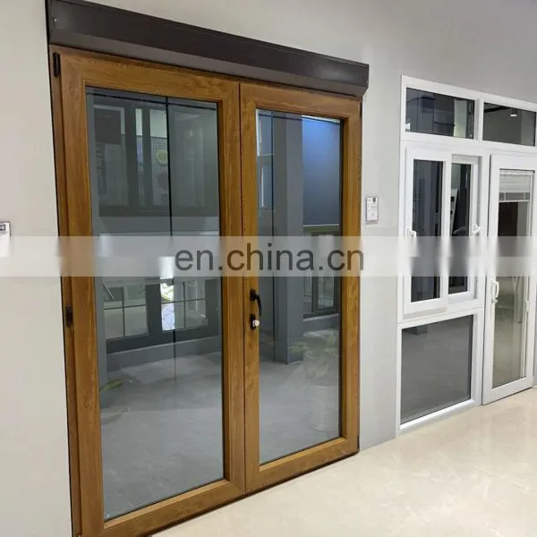 Yekalon Wooden Grain Filmed Oversized Fancy Design UPVC Window Wooden Like Sliding Pvc Window photo-4