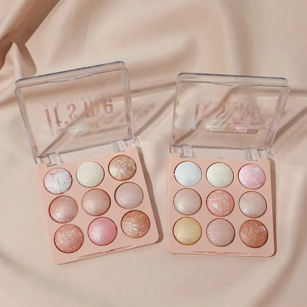 Factory OEM 9 Color High Pigment Make up Bronze Highlight Baked Palette Cosmetic La Sombra De Ojos photo-2