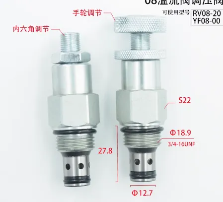 RV08 Hydraulic Manual Adjustable Pressure Safety Valve V2068 Threaded Insert Type Overflow Valve Pressure Relief Valve YF08 photo-3