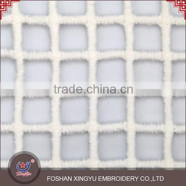 Top Quantity New Product Polyester Chevilled Silk Plaid White Lace Fabric Decoration for Lady Clothing photo-2