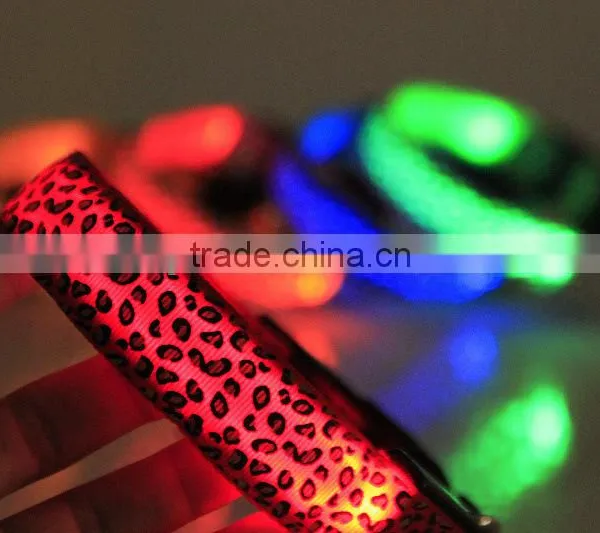Leopard-print Flat Fibre LED Collar Light Pet Dog Collar Supports Customized Size photo-4