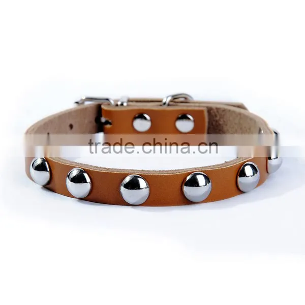 Wholesale Pet Supplies Five Spot Color Real Cowhide Mushroom Rivet Dog Collar photo-5