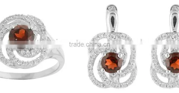 925 Sterling Silver Spiral Look Ring Earring Set