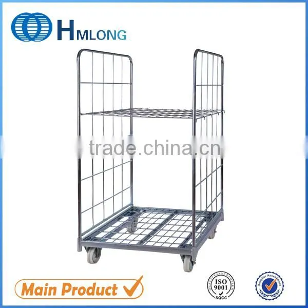 Logistics Folding Galvanized Steel Storage Roller Cage