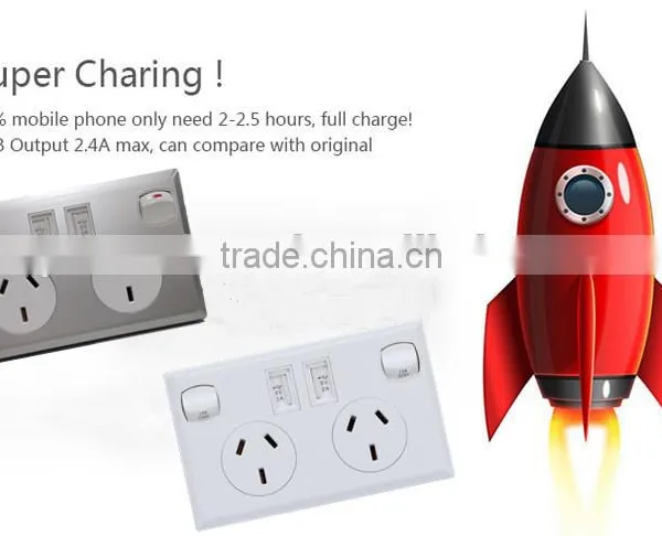 Silver Faceplate Power Point With Double Usb Power Socket for Australian Market