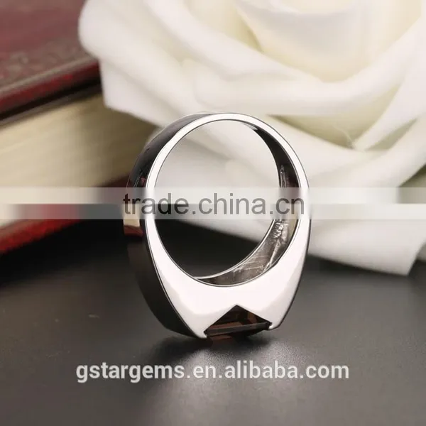 1.5CT Genuine Smoky Quartz Ring Cheap Gemstone 925 Sukver Jewelry Men's Ring photo-6