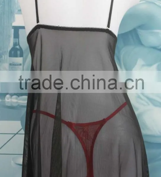 OEM Sexy Open Transparent Black -red Sleeping Dress,babydoll Lingerie photo-3