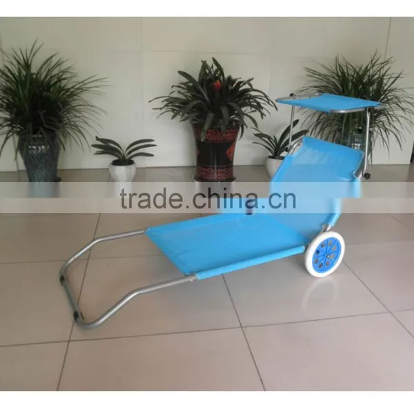 Outdoor Lounge Folding Beach Sleeping Chair Wheels Folding Chair With Sunshade Quality Choice photo-2