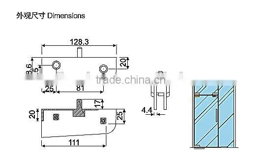 V-211V Sliding Glass Door Hinge Clamp,Stainless Steel Patch Fitting for Frameless Glass Door photo-2