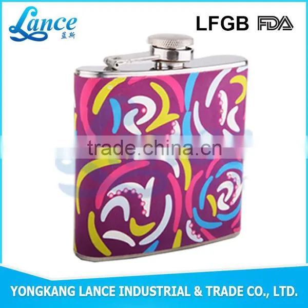 Hot sale Fashion 5oz Stainless Steel Needlepoint Leather Hip Flask
