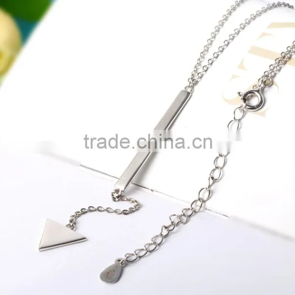 Latest Pure Solid Silver Fancy Long Chain Bar Statement Necklace 2016