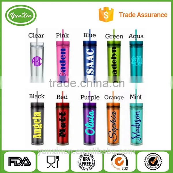 BPA Free 500ML Colorfull Skinny Tall Tumbler Sippy Cup With Lid With Straw photo-2