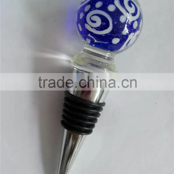 Popular Blue Glass Ball Design Bottle Wine Stopper photo-3