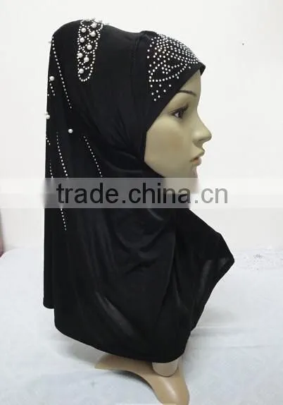 H284 New Style One Piece Hijab With Handmade Chains and Beadings photo-3