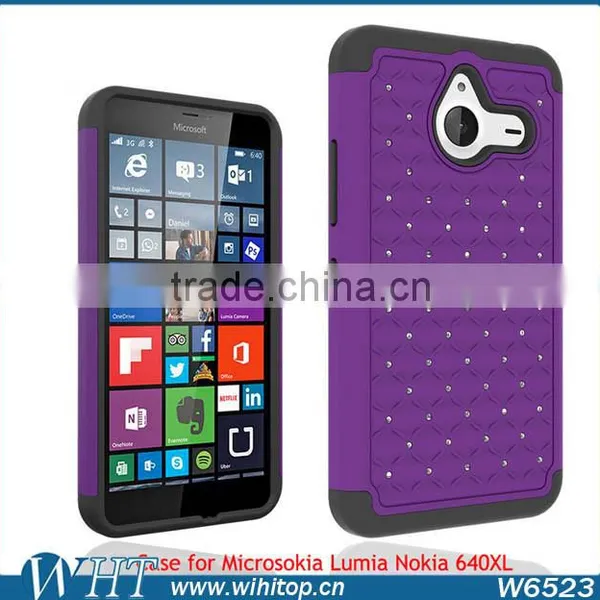 Starry Diamond Silicone+PC Phone Cover for Nokia Lumia 640 XL, Shockproof for Lumia 640 XL Hybrid Case photo-4