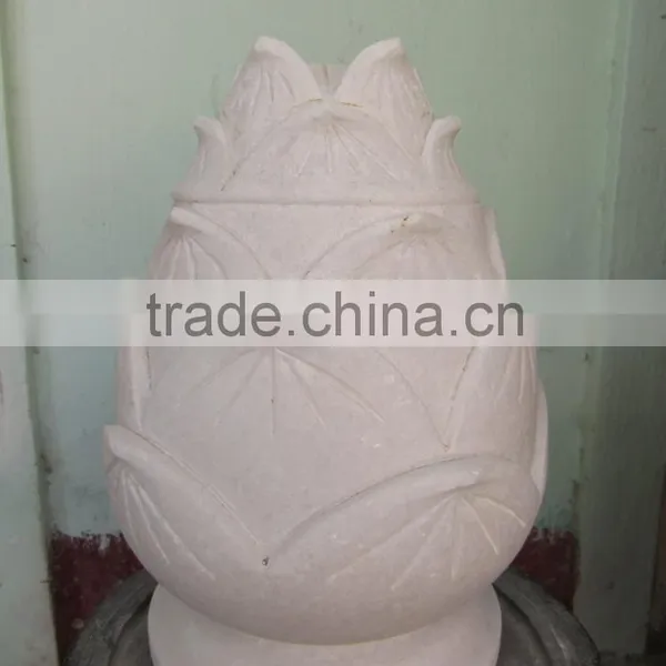 Cremation Urn Lotus White Marble Stone Hand Carved Sculpture From Vietnam