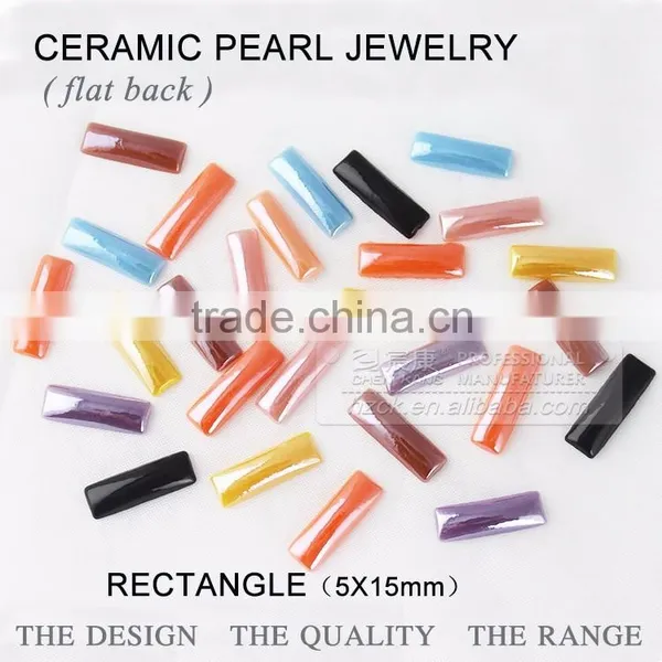 Wholesale Loose Ceramics Pearl 5*15mm Rectangle Flat Back Ceramic Rhinestone Factory Direct on Sales