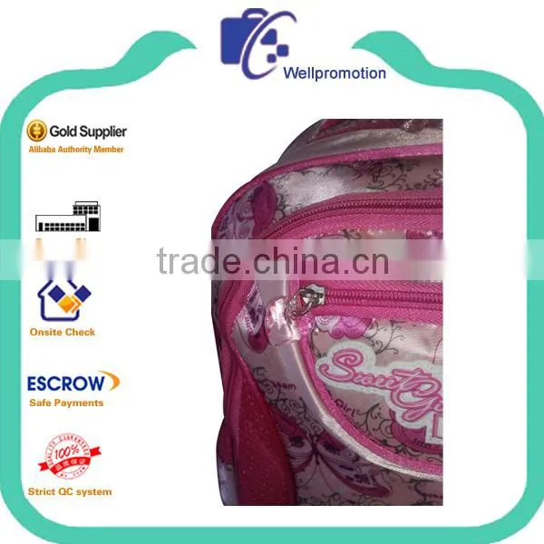 Children Satin Girls School Bag With Trolley photo-6