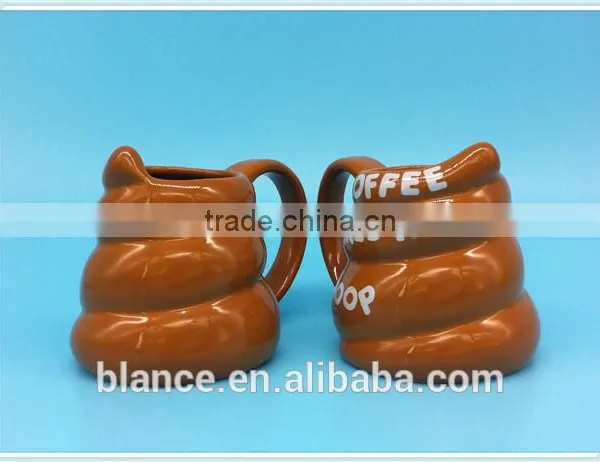 Poop Shape Coffee Mug in Shit Design Emoji Mug in Stock photo-2