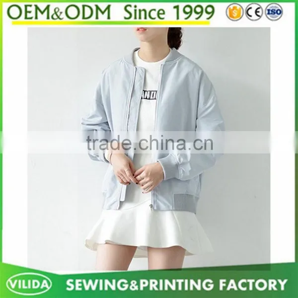 New Arrival High Quality Long Sleeve Baseball Uniform Style Girl Overcoat Jacket photo-4